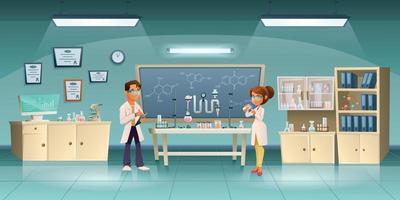 Scientists Cartoon Colored Composition vector