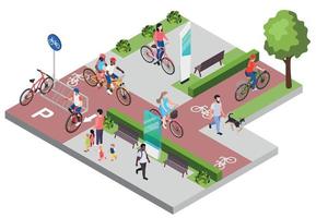 composición isométrica del ciclismo de la ciudad vector