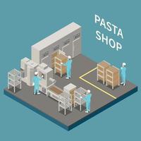 Macaroni Pasta Production Isometric Colored Concept vector