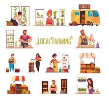 conjunto de agricultores locales vector