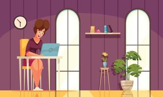 Daily Routine Background With Working Woman vector