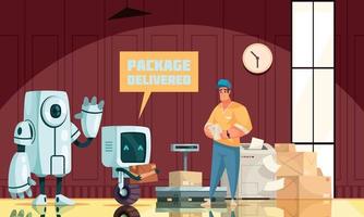 Futuristic Robot Postman Flat Background vector