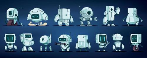 Futuristic Robots Color Collection vector