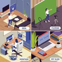 Blogger Vlogger Isometric Set vector