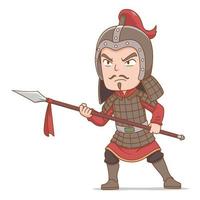 Cartoon character of ancient Chinese soldier. vector