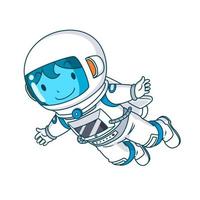 personaje de dibujos animados de astronauta flotando, ilustración vectorial. vector