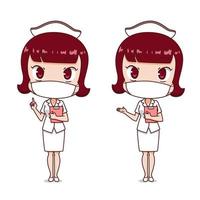 Cartoon character of nurse wearing hygienic mask. vector