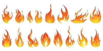 conjunto de iconos de llama de fuego vector