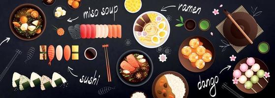 banner de fondo de comida japonesa vector