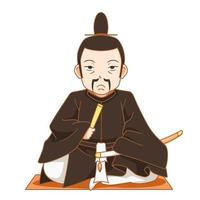 Cartoon character of shogun. Military dictators of Japan. vector