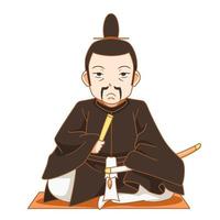 Cartoon character of shogun. Military dictators of Japan. vector