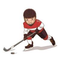 Cartoon character of hockey player. vector