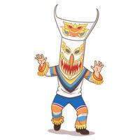 Cartoon illustration of Phi Ta Khon ghost in Bun Luang festival, Northeastern Thailand. vector