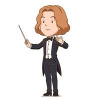 Cartoon character of music conductor. vector