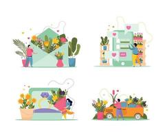 Flower Shop Composition Set vector