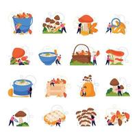 Mushrooms Icons Set vector