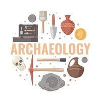 Archaeology Icons Text Composition vector