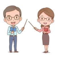 Cute couple cartoon of teachers. vector