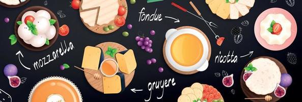Cheese Flat Background Composition vector
