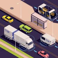 Electric Trucks Isometric Composition vector