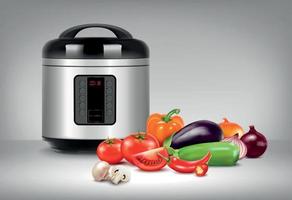 Multicooker Crookpot Realistic Composition vector