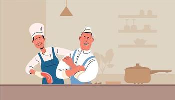 chefs cook in the kitchen vector