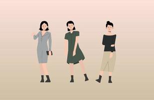 illustration of woman with various poses vector