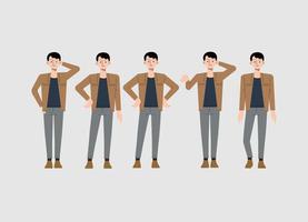 set of man character with different poses vector