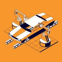 composición del ensamblaje de la carrocería del automóvil vector