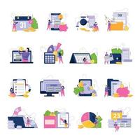 Monthly Payments Icons Collection vector