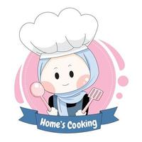 Muslim woman chef logo vector