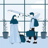 Muslim couple traveling together vector