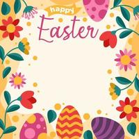 Happy Easter with Colorful Egg and Floral Ornament vector