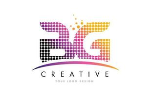 BG B G Letter Logo Design with Magenta Dots and Swoosh vector