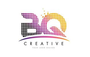 Diseño de logotipo bq bq letra con puntos magenta y swoosh vector