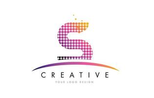 S Letter Logo Design with Magenta Dots and Swoosh vector