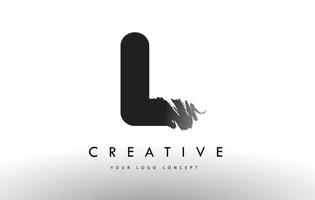 L Brushed Letter Logo. Black Brush Letters design with Brush stroke design. vector