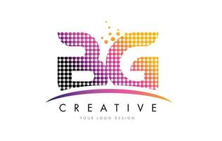 Diseño de logotipo bg bg letter con puntos magenta y swoosh vector