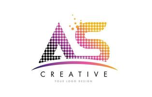 AS A S Letter Logo Design with Magenta Dots and Swoosh vector