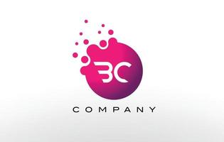 Diseño de logotipo de puntos de letra bc con burbujas de moda creativas. vector