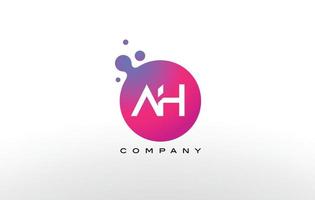 Diseño de logotipo de puntos de letra ah con burbujas de moda creativas. vector