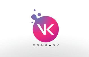 Diseño de logotipo de puntos de letra vk con burbujas de moda creativas. vector