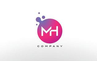 Diseño de logotipo de puntos de letra mh con burbujas de moda creativas. vector