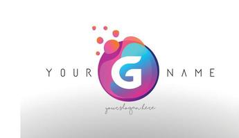 G Dots Letter Logo With Bubbles. A Letter Design Vector with Vibtant Colored Particles.