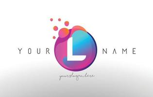 L Dots Letter Logo With Bubbles. A Letter Design Vector with Vibtant Colored Particles.