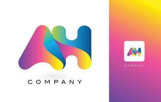AH Logo Letter With Rainbow Vibrant Beautiful Colors. Colorful Trendy Purple and Magenta Letters Vector. vector