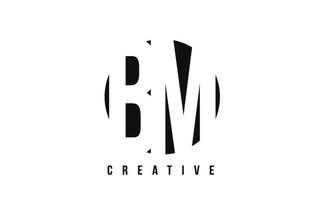 BM B M White Letter Logo Design with Circle Background. vector