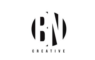 BN B N White Letter Logo Design with Circle Background. vector