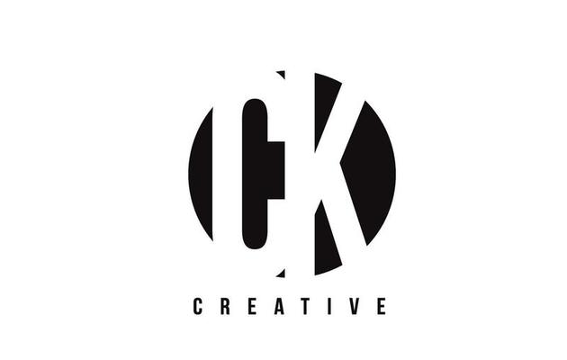 CK C K White Letter Logo Design with Circle Background.
