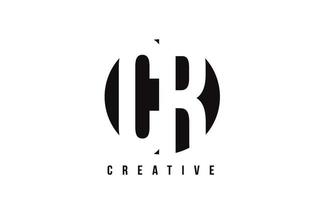 CR C R White Letter Logo Design with Circle Background. vector